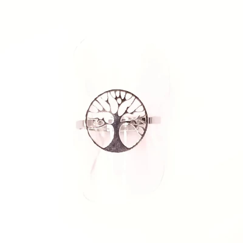Bague arbre de vie argentée à motif ajouré - vue de dessus