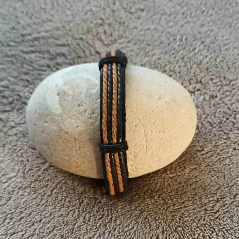 Bracelet cuir multi-rangs noir et marron - style moderne - ajustable